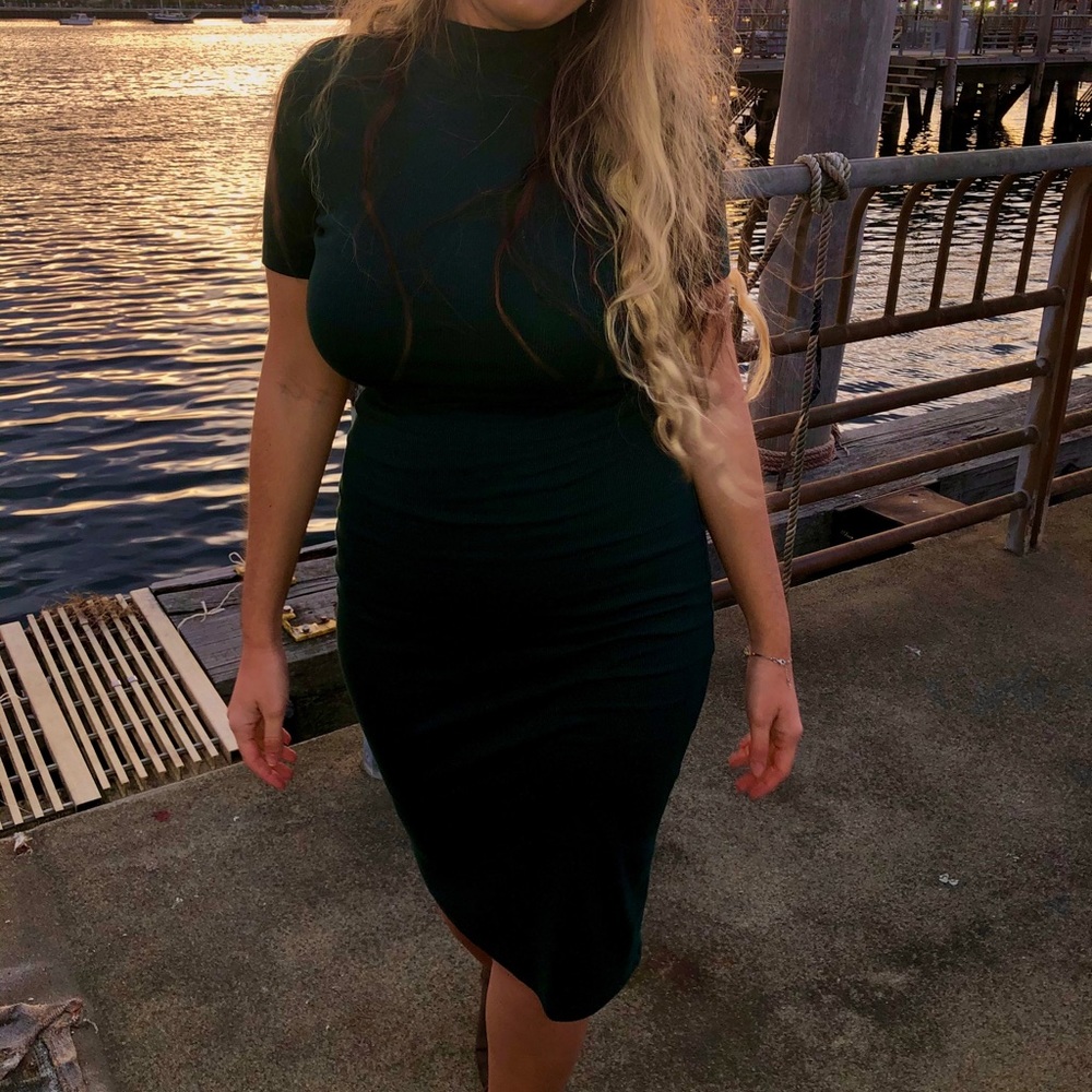 Zara green turtleneck dress